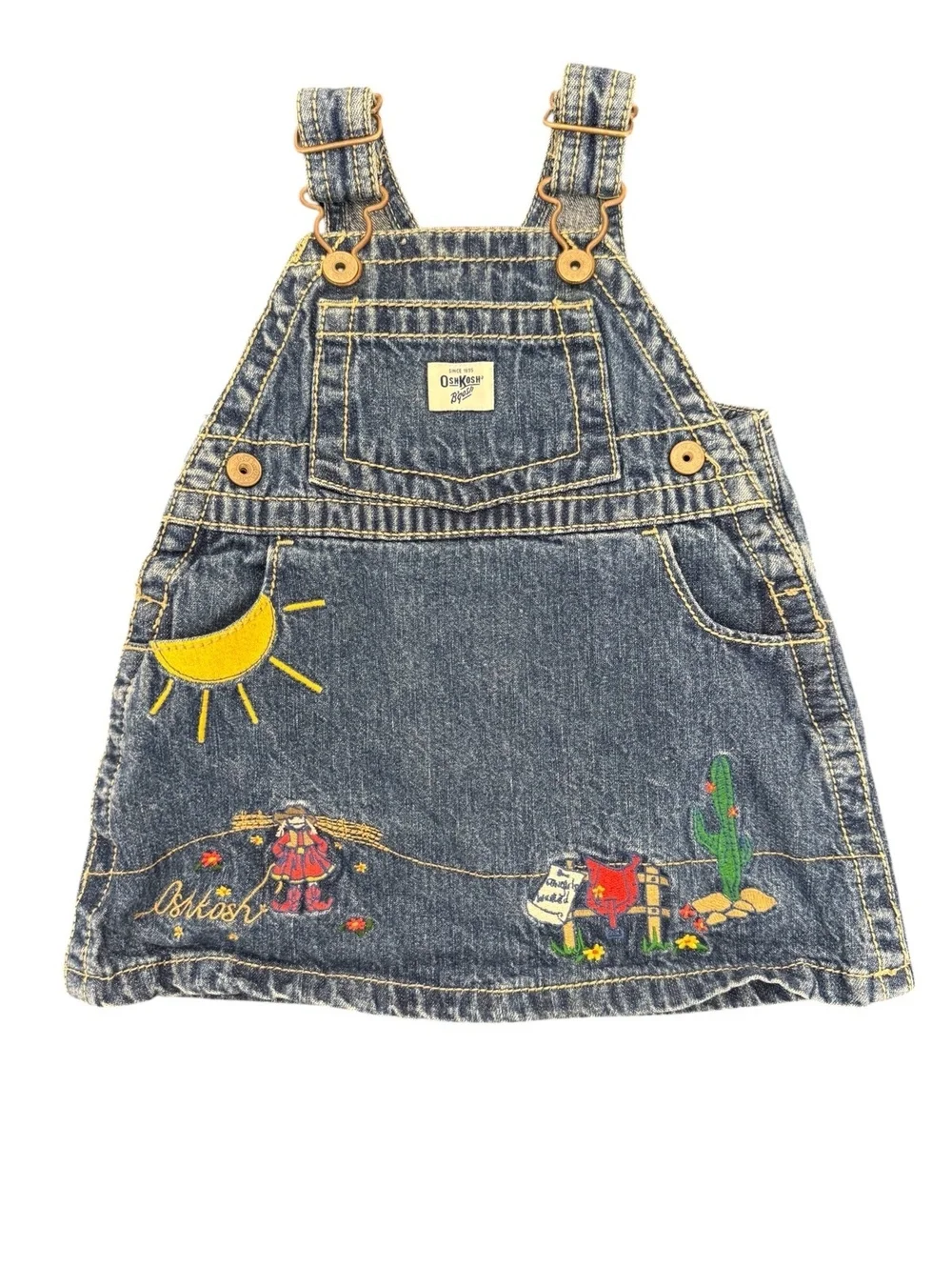 Vintage Oshkosh B’gosh Blue Denim Cowgirl Overall Dress